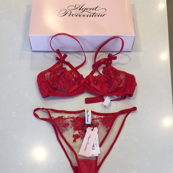 Agent Provocateur Other - Agent Provocateur Red Lace Underwire Bra & Thong Set